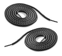 Ganzoo cordones reflectantes redondos tipo cuerda para zapatillas deportivas, negro, 5 pares, 120 cm, 4 mm, sintético de alta resistencia, forma estable y color firme, para botas y trabajo