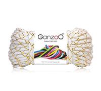 Ganzoo Cuerda de Paracord 550 con Purpurina Blanco-Dorado, 30 m, 4 mm de Grosor, Nailon y poliéster con 7 Hilos de núcleo, para Pulsera, Collar, Correa, Amarre de Equipo y Manualidades