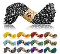 Ganzoo Cuerda Paracord 350 Tipo 1, 2,5 mm y 30 m, Funda Nylon/poliéster con núcleo 100% Nylon, Negro Reflectante, cordón Multiusos para Acampada, bushcraft, Trenzado DIY, Nudos y Accesorios caninos