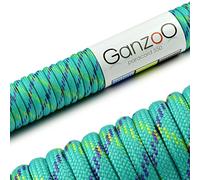 Ganzoo Cuerda Paracord 550 31 m 4 mm Turquesa Azul, Tipo 3 con 7 hebras de núcleo, Nylon poliéster, Cuerda Multiusos para Acampada, Supervivencia, Nudos, llaveros y Pulseras, Collar o Correa, 250 kg