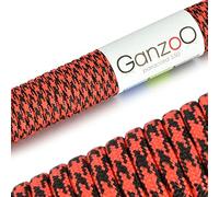 Ganzoo Cuerda Paracord 550 Tipo 3 4 mm, 31 m, 7 hebras internas, 550 LB, Nylon poliéster, Uso Multiuso: Camping, Pesca, Kit Outdoor, amarres, toldo, Nudos Marineros, Pulseras y Trenzado, Rojo Negro