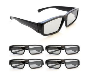 Ganzoo Gafas 3D pasivas con polarización Circular, Pack de 4, Negro, Montura plástica con Patillas Plegables con bisagra, 15 cm de Ancho Total, 15 cm patilla, 20 g, para TV 3D pasivo, PC, RealD