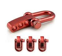 Ganzoo grillete recto de acero inoxidable con cierre giratorio ajustable, pasador de rosca, acabado rojo metallic, set 3 uds talla M, apertura 19 x 10 mm, grosor 5 mm, 23 g, para Paracord 550 y bridas
