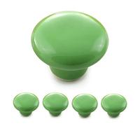 Ganzoo juego de 4 botones para mueble color verde, porcelana y cerámica, estilo vintage rústico, acabado brillante, 32 mm de diámetro, 23 mm de fondo, para frentes de cajón y puertas de armario