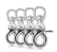 Ganzoo Juego de 4 Ganchos de Tijera con Cabeza Tipo gatillo y articulacion giratoria, 61 mm, Color Plata, para Correa de Perro y Collar, Paracord 550, Llavero y DIY
