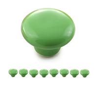 Ganzoo juego de 8 pomos redondos para mueble de porcelana y cerámica verde, tiradores para cajones y puertas de armario, estilo vintage shabby chic rústico antiguo, 32mm, fondo 23mm, montaje 18mm