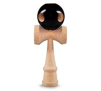 Ganzoo Kendama de Haya autentica Estilo japones, Beginner Black, Juguete de destreza con Bola Perforada 6 cm, Cuerda Nylon Resistente, empunadura ergonomica con 3 Copas y pincho, 16 cm, 144 g