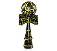 Ganzoo Kendama de Haya auténtica, Original de Japón, Modelo Yellow Flash Negro Amarillo, con Bola agujereada, Cuerda de Nylon Resistente y 3 Tazas, 16 cm Altura, 6 cm Bola, 144 g Peso Total