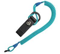 Ganzoo llavero con mosquetón para cinturón o mochila, cable en espiral elástico con funda de paracord, soporte RSG, 48-150 cm, 4 mm, cierre de gancho y bucle ajustable con botón de presión, azul cielo