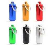 Ganzoo minicápsulas de aluminio para llavero, cierre de rosca con junta de goma para proteger de humedad, para objetos pequeños y accesorios, set 6 colores negro plata rojo azul amarillo verde, 45 mm