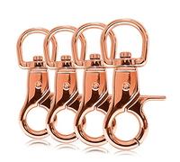 Ganzoo mosquetón con articulación giratoria 360 Grados y Mecanismo Tijera, Oro Rosa, Set 4 Unidades en Acero aleado, 60 mm, para Correa Perro pequeño, Correa Gato, Llavero y cordón 550