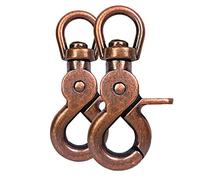 Ganzoo mosquetón de Tijera con articulación giratoria 360° para Evitar enredos, Acero aleado, Color kupferbraun, Set 2, para Correas y Collares de Mascotas, llaveros y Correas de Bolso 61 mm