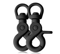 Ganzoo mosquetón de tijera con silicona antideslizante, cabezal giratorio 360 para evitar giros en correa de perro, repuesto para collar/arnés y paracord 550, color negro, 2 unidades, 61 mm, ojo 10 mm