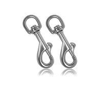 Ganzoo mosquetones con Giro 360 Grados y Cierre de Perno, 65 mm, Pack 2, Color Plata, Ganchos con Clip de Acero Inoxidable, Aptos para Paracord 550, Collar Perro, Correa, Uso Exterior y Bricolaje