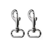 Ganzoo mosquetones con pivote giratorio 360, 58 mm, pack 2, cierre de perno tipo clip para correas y collares, anilla interior 22 x 10 mm, acero aleado color plata, para paracord 550, bolsas y llavero