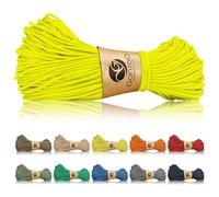Ganzoo Paracord 125 cordón para nudos 1 mm, nylon/poliéster trenzado, neón amarillo, 1 núcleo de nylon, rotura 60 kg/125 lb, para pulseras, llaveros, envolver empuñaduras, camping y fijaciones ligeras
