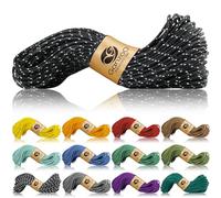 Ganzoo Paracord 350 Cuerda Fina 2,5 mm Tipo 1 30 m, Negro Reflectante, Funda Nailon/poliéster, Alma 100% Nailon; Uso Exterior para Pulsera, Collar y Correa de Perro, Nudos, Acampada y Supervivencia