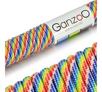 Ganzoo Paracord 550 30 m, Cuerda Tipo 3 de 4 mm con 7 Hilos Interiores, Funda poliéster/Nylon Resistente al desgarro, Regenbogen arcoíris, para Pulsera, Llavero, Collar y Correa de Perro, Outdoor
