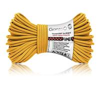 Ganzoo Paracord 550 4 mm en Color Amarillo Goldenrod, Cuerda híbrida Nailon/poliéster 30 m, 250 kg Carga de Rotura, 32 hebras, 7 Hilos internos, Multiusos para Camping, Perro y Pulseras