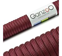 Ganzoo Paracord 550 4 mm x 15 m Weinrot, Tipo 3 con 7 Hilos Interiores, Funda poliéster/Nylon, para Camping, Supervivencia y excursiones, Manualidades, llaveros, Pulseras, Collar y Correa Perro