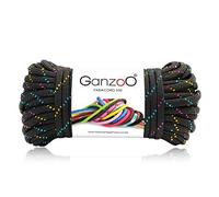 Ganzoo Paracord 550 con brillo, cordon 4 mm Schwarz-Bunt negro multicolor, 30 m en rollo, 7 hebras con funda nylon/poliester, para pulseras, llaveros, correas y collares de perro, camping y senderismo