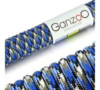 Ganzoo Paracord 550 Cuerda 4 mm Azul y Blanco, 30 Metros Tipo 3, Nailon y poliéster, 7 Hilos Interiores, cordón para Nudos, amarres y Manualidades, Camping, Supervivencia, Pulseras y Lanyard