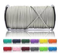 Ganzoo Paracord 550 cuerda de 4 mm, 100 m, tipo 3 con 7 hebras en el núcleo y funda poliéster/nylon, resistente al desgarro, lavable, no tóxica, para outdoor, camping, festivales y bricolaje, Edelgrau