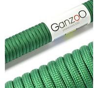Ganzoo Paracord 550, Cuerda de 4 mm, 15 Metros, Poliéster, Tipo 3-7 Hilos Interiores, Correa de Perro, Collar, Pulsera, Camping, Supervivencia y Cuerda Multiusos, Verde Hierba
