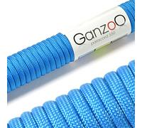 Ganzoo Paracord 550, Cuerda de 4 mm, 15 Metros, Poliéster, Tipo 3-7 Hilos Interiores, Correa de Perro Collar Pulsera, Camping Supervivencia y Cuerda Multiusos al Aire Libre, Azul Claro