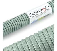 Ganzoo Paracord 550, Cuerda de 4 mm, 3 Metros, Poliéster, Tipo 3-7 Hilos Interiores, Correa de Perro Collar Pulsera, Camping Supervivencia y Cuerda Multiusos para Exteriores, Plata-Gris