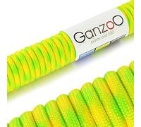 Ganzoo Paracord 550, Cuerda de 4 mm, 30 Metros, Poliéster, Tipo 3-7 Hilos Interiores, Correa de Perro Collar Pulsera, Camping Supervivencia y Cuerda Multiusos al Aire Libre, neón-león