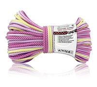 Ganzoo Paracord 550 Cuerda de Exterior 4 mm, 30 m, Nylon/poliéster Tipo 3 con 7 Hilos Interiores, Acabado arcoíris Diamante Lila-Amarillo, para Senderismo, Camping, Pulsera, Collar y Correa