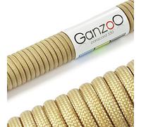 Ganzoo Paracord 550 cuerda tipo 3 4 mm 15 m beige, 7 hebras interiores con funda poliéster/nylon, resistente al color, no tóxica y lavable, para acampada, festivales, trekking y manualidades con nudos