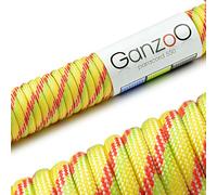 Ganzoo Paracord 550 Cuerda Tipo 3 de 31m 4mm con 7 hebras Interiores, Nylon y poliéster Trenzado, Resistencia hasta 250 kg, Multiusos para Nudos, Collar, Correa, Camping Outdoor, Amarillo Rojo