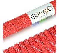 Ganzoo Paracord 550 de Supervivencia, cordón Rojo con Costura Reflectante integrada, 4 mm Tipo 3, 31 m, 7 hebras internas, Nylon poliéster, para Fijar, agrupar y organizar Equipo, no Escalada