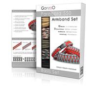 Ganzoo Paracord 550 set pulsera camuflaje, 5 cuerdas 3 m para trenzar y anudar, 5 hebillas clic plastico 3/8 in, kit DIY nudos, lanyard, pulsera supervivencia