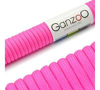 Ganzoo Paracord 550 Tipo 3 Cuerda 4 mm Magenta Neon, 3 m, 7 hebras Interiores, Funda Poliester Nylon, para Pulsera, Llavero, Correa y Collar de Perro, Camping Outdoor Multiusos