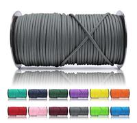 Ganzoo Paracord 550 Tipo 3, Cuerda 4 mm x 100 m con 7 hebras Interiores, Funda de poliéster/Nylon, Gris Oscuro, para Pulseras, Collar y Correa de Perro, Acampada y Aire Libre