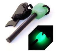 Ganzoo pedernal de magnesio 76 mm con Cabezal Fluorescente Negro/Verde, firesteel para Supervivencia y Camping, con Herramienta de Acero Striker, abrebotellas, Regla 5 cm y Map rangefinder