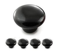 Ganzoo set de 4 pomos para mueble de porcelana y ceramica color negro con acabado brillante, estilo vintage shabby landhaus antik, para cajones y puertas de armario cocina o comoda, 32 mm 23 mm