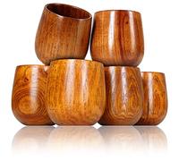 Ganzoo - Tazza di legno, decorativa, bicchiere in legno ecologico con capacità di 150 ml, in elegante design, colore: marrone scuro, Legno, Holz, dunkel, set da 6