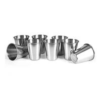 Ganzoo vasos de chupito de acero inoxidable 60 ml, set de 8, color plata, irrompibles y reutilizables, aptos para lavavajillas, sabor neutro, 6 cm alto Ø 5 cm