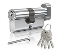 GANZTECH 30T/30(60mm) cerradura de barril de puerta de Cromado, llave con 5 llaves estándar, cerradura de cilindro europeo de Aleación de aluminio, aplicar compuestas y UPVC puerta