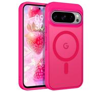 GaoBao Funda para Google Pixel 9/Pixel 9 Pro, compatible con MagSafe, a prueba de golpes, magnética, translúcida, mate, delgada, para mujeres y niñas, color rosa intenso