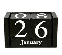 Gaobei Notakia Bloques de escritorio de madera Gaobei Calendario Bloque perpetuo Mes Pantalla de fecha (Pequeño Negro)