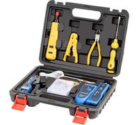 Gaobige Kit de herramientas de red, herramienta de crimpado Cat6 Cat5e Cat5, kit de herramientas de crimpado RJ45, crimpadora RJ45, rastreador de cables, herramienta de perforación 110/88, conectores