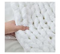 GAOBINGB Manta de Punto Grueso - Manta de Punto de Chenilla Suave - Manta de Ganchillo Lavable a máquina - Manta Tejida a Mano para sofá y Cama (Blanca, 60 x 60 cm)