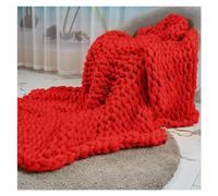 GAOBINGB Manta de Punto, Suave y esponjosa, Hecha a Mano, cálida y Gruesa, con Nudo de Ganchillo Grande, Ideal para sofá, Cama y sillón (Rojo, 60 x 60 cm).