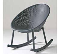 GAOBINGB Mecedora moderna, ovalada con forma de huevo, mecedora de plástico para todo tipo de clima, mecedora transpirable para sala de estar, dormitorio, balcón, terraza, patio, color gris