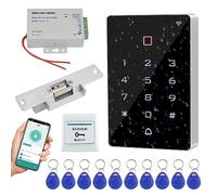 Gaocinys Wifi tuya app sistema de control de acceso Kit teclado de control de acceso rfid, fuente de alimentación 12vdc, cerradura de puerta eléctrica de Fail-Safe, llavero de insignia RFID de 125 kHz